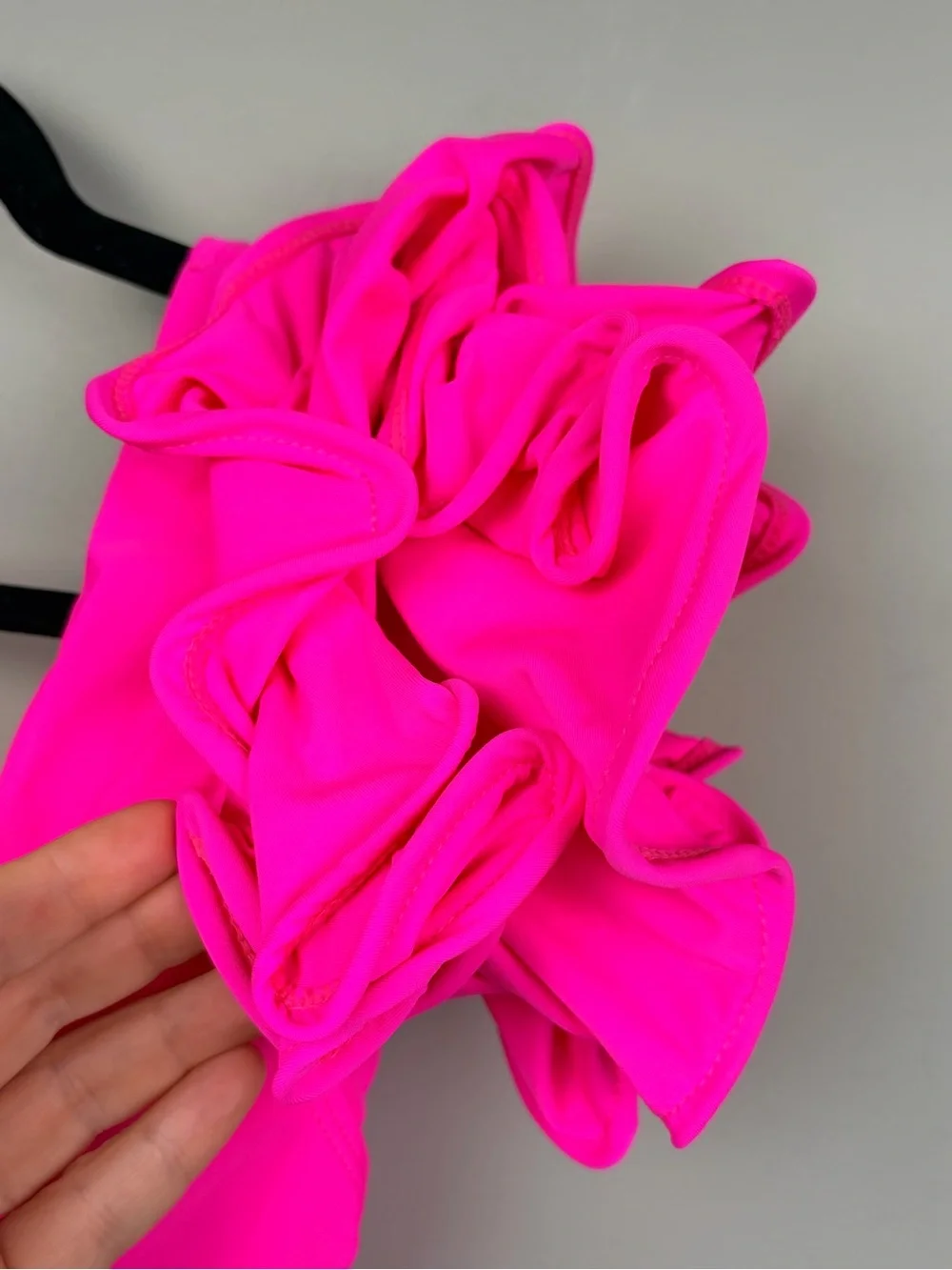Sporlike Womens S Hot Pink One Piece Swimsuit Ruffle Cutout Tie Front NWT